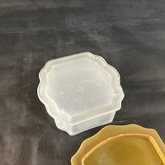 Vintage Frosted Glass Vanity Jar Green Deco Celluloid Lid Art Deco Style - Picture 12 of 13